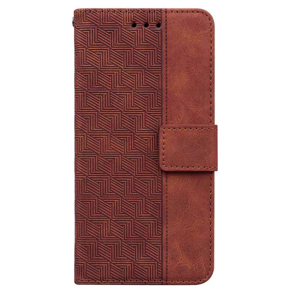 For iPhone 16 Pro Case PU Leather Geometry Imprint Wallet Phone Cover