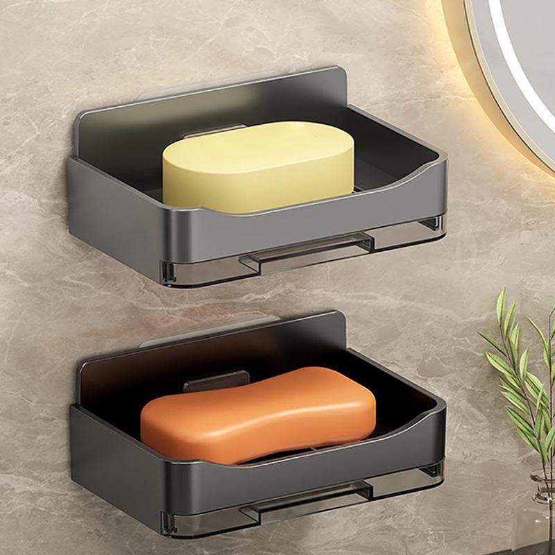 Bathroom Soap Holder Free-Punching Wall Mounted Soap Sponge Holder Organizer Double Drainage Soap Dish Bathroom Accessories