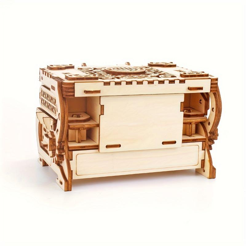 1Pc 3D Wooden Puzzle Treasure Box DIY Craft Mechanical Gift for Puzzle Lovers