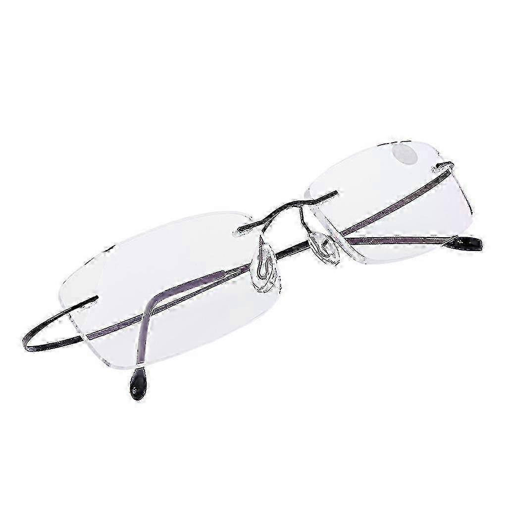 Ultra-Light Titanium Rimless Reading Glasses for Unisex Featuring Diopter Range of +1.0 to +3.5 with a Compact Design 25-26