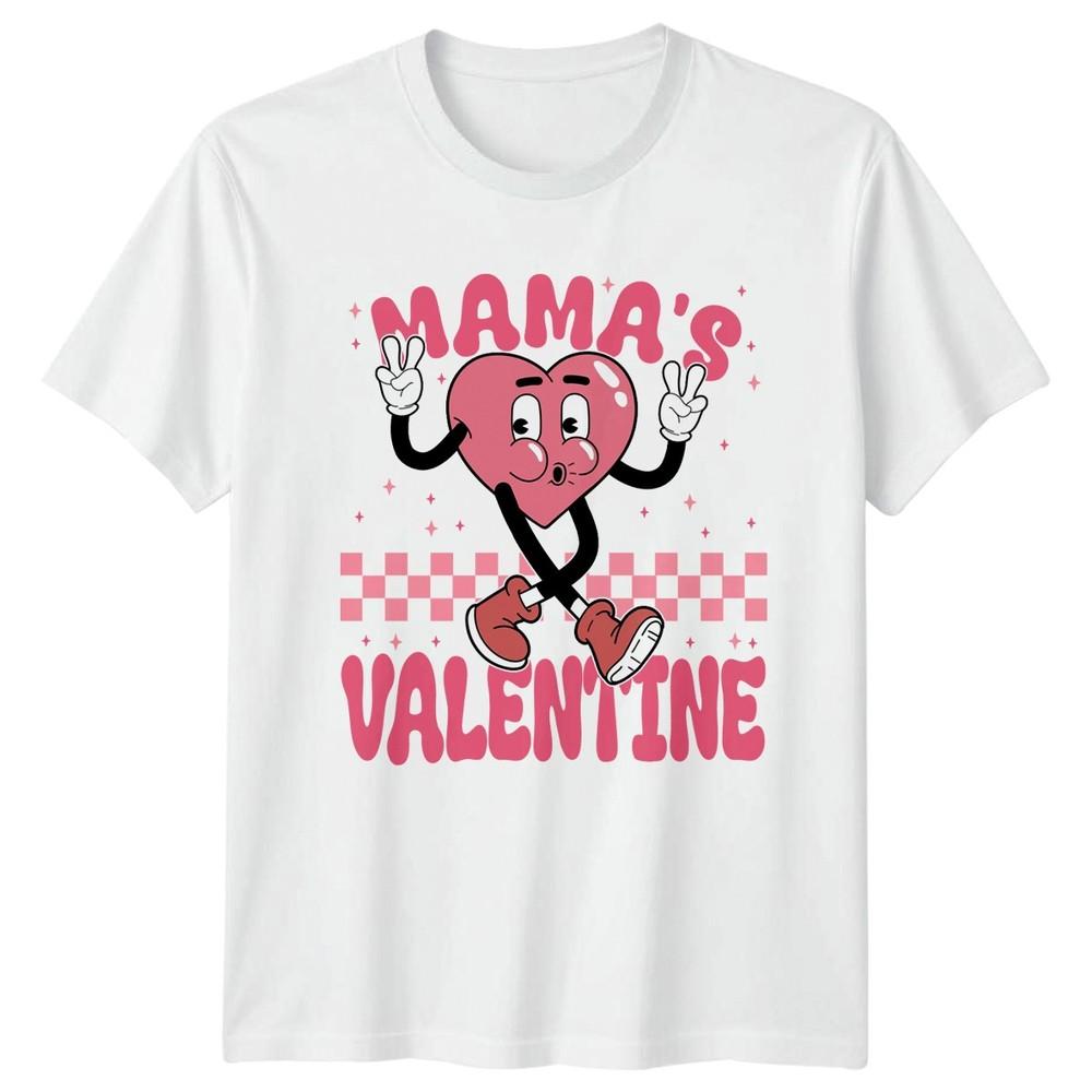 Mamas Valentine Unisexs TShirt Groovy Heart Valentines Day Gift For Her S