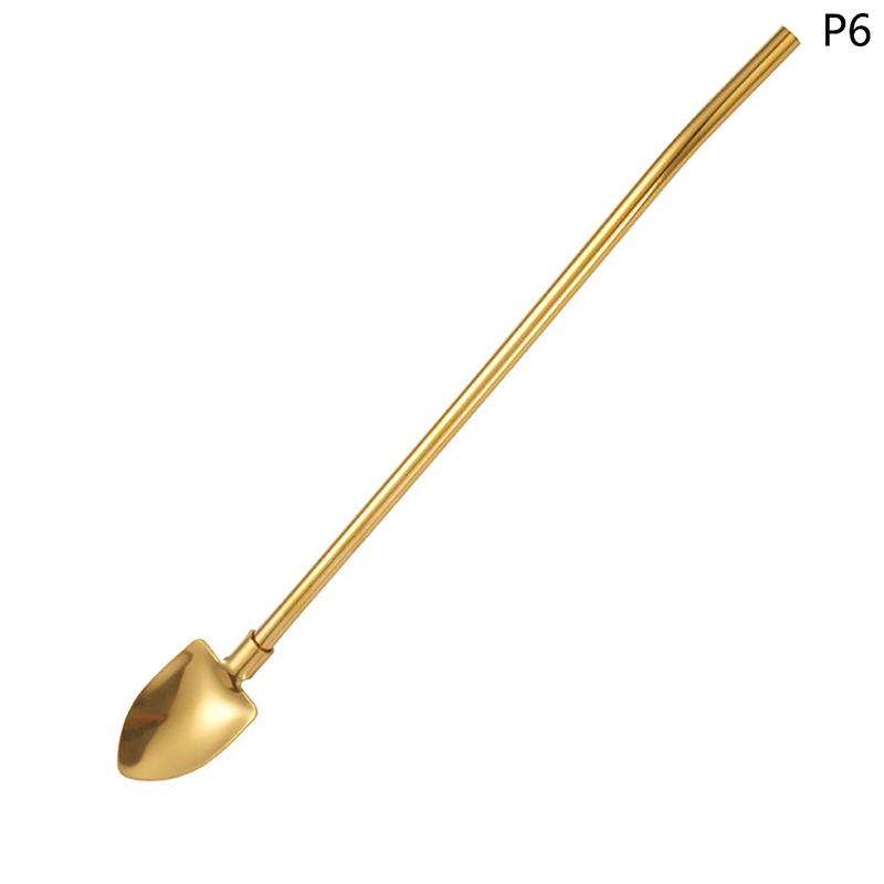 2In1Drinking Straws Spoon Creative Stainless Steel Reusable Drinking Straw