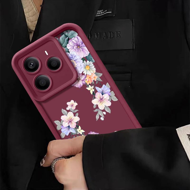 Color Floral Pattern TPU Soft Phone Case For Xiaomi 14T Pro 13T Poco F6 Pro X6 M6 X5 Redmi Note 14 Pro 13 12 11 10 Matte Shockproof Back Cover
