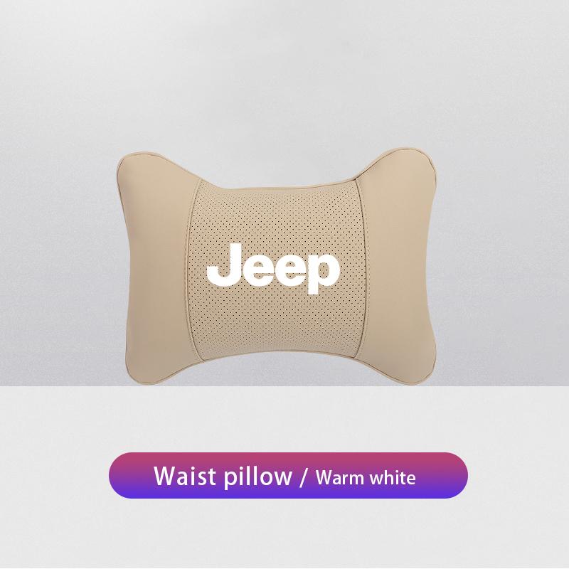 Per Jeep Cuscino per Collo per Sedile Auto Poggiatesta in Pelle Supporto Lombare per Jeep Grand Cherokee Wrangler JK Gladiator Compass Ren
