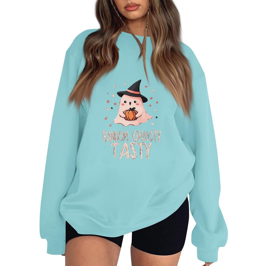 Women's Pullover Dropped Shoulder Halloween Print Sports Sweatshirt Top