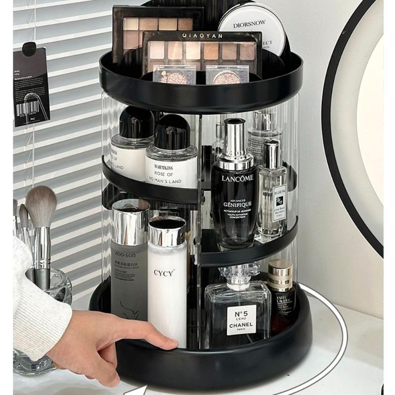 Rotating Cosmetics Organizer Makeup Storage Box Large Capacity Dressing Table Rack Acrylic Transparent Desk Perfume Storage Rack