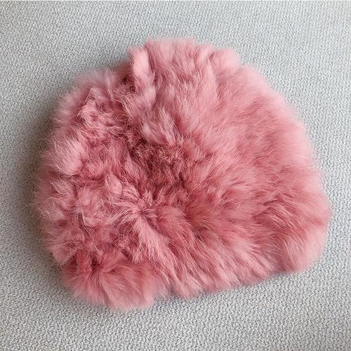 Rabbit Fur Hat Female Chuanxi White Fur Hat Fur Cold and Warm Plush Knitted Hat Cute Headgear Autumn and Winter