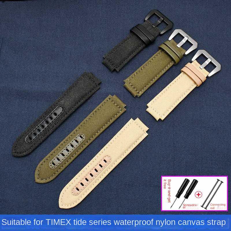 24*16MM Für TIMEX Gezeiten Canvas Konvexes Armband Herren Kompass Armband T2N721 T2N720 TW2T76500 TW2T76300 Serie Nylon Uhrenarmband
