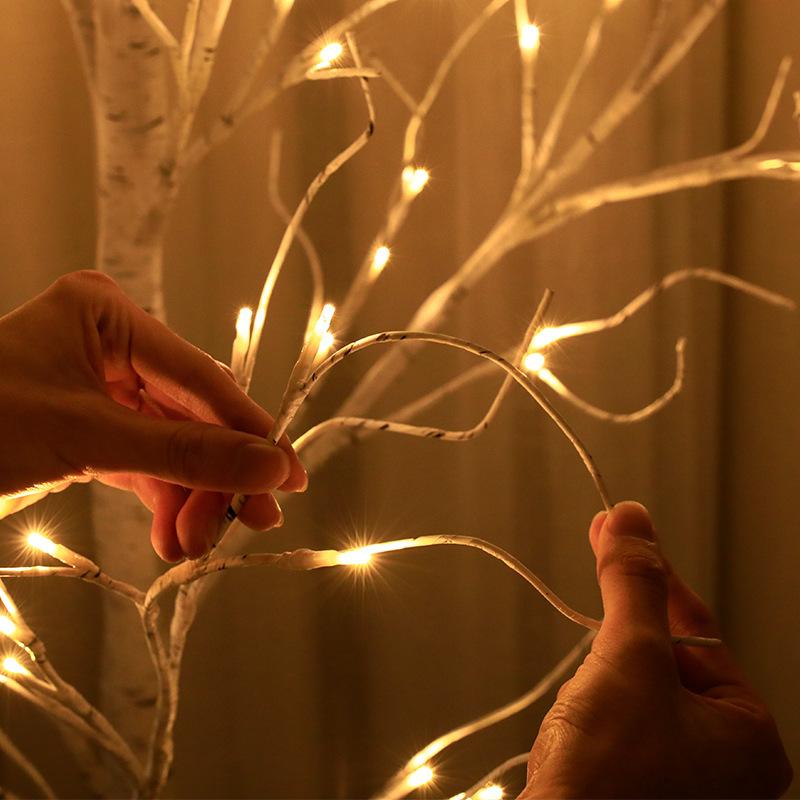 LED Artificial Birch Tree Light, Warm White Illuminated Birch Lamp, Indoor Home Christmas Holiday Decor Light