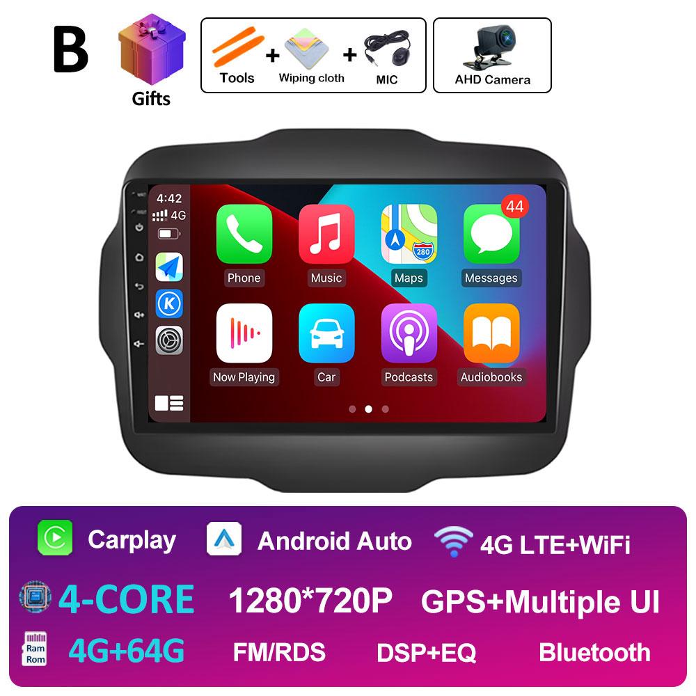 For Jeep Renegade 2016 2017 2018 - 2020 GPS Navigation Android Auto Wireless Carplay Bluetooth Smart System 2.5D Touch Screen 4G
