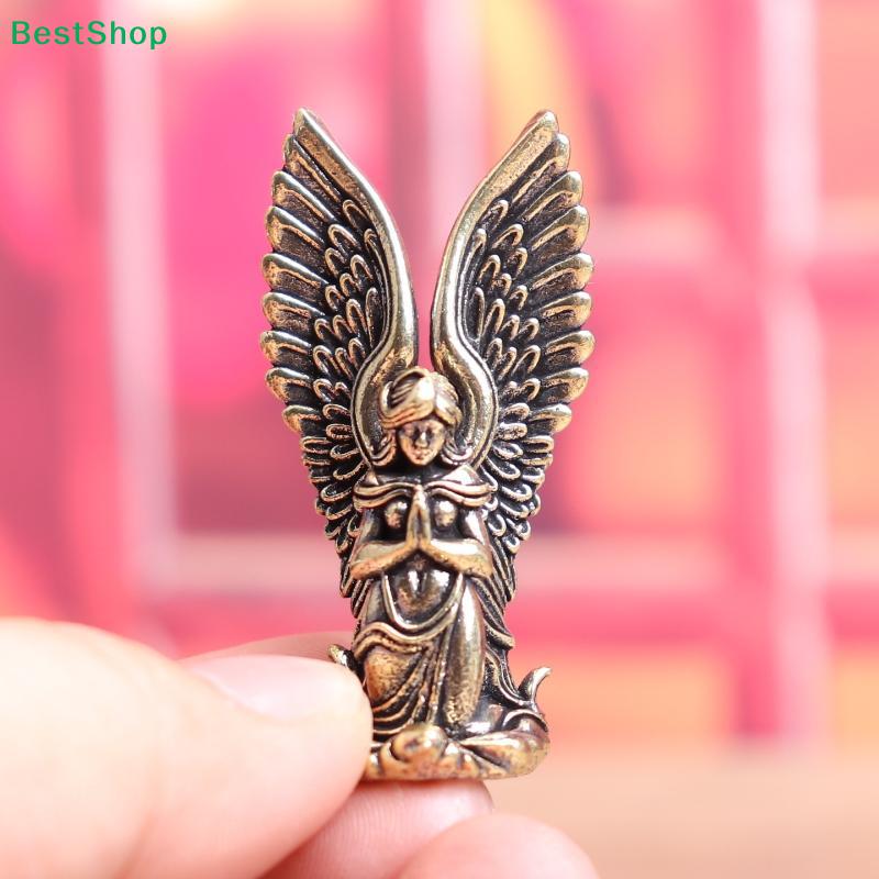 Vintage Brass Angel Figurine - Small Praying Angel Statue for Home Decor, Desktop Ornament & Collectible Gift