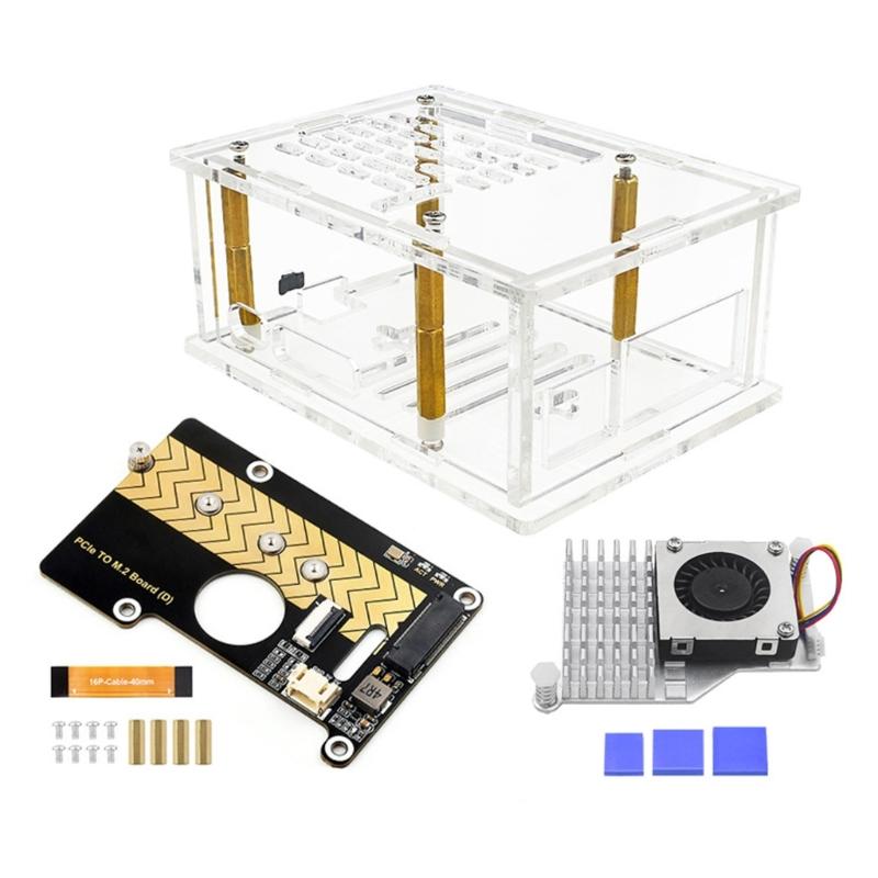 PCIe M.2 NVMe SSD Enclosure with/without Heatsink or Expansion Board Enhancing Performances for RPi 5