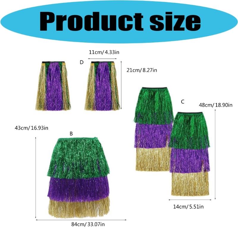 Accessoires de Costume Mardi Gras Franges Jupe Jambières Manchettes Costume Cosplay Halloween pour Carnaval Mascarades