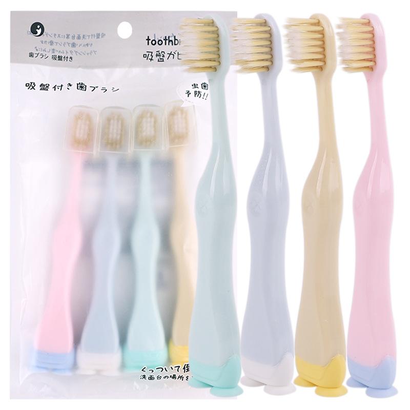 

Мультяшная зубная щетка для детей с хомячком, ультрамягкая щетина, дизайн с присоской на дне, упаковка из 4 штук в полиэтиленовых пакетах, уход за детскими зубами