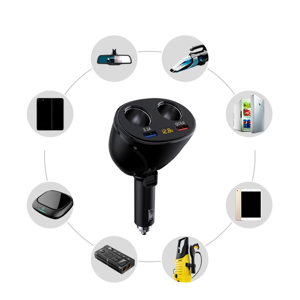 QC3.0 Double USB Cigarette Lighter Constant Temperature Steady Current Charging Rotation