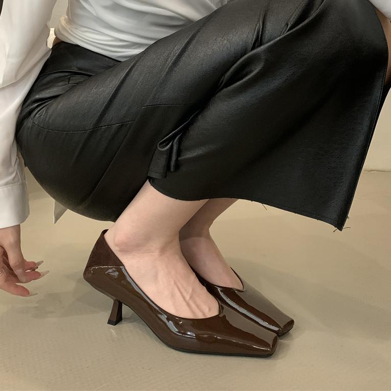 

Fashion Bailamos 2025 New Brand Women Pumps Shoes Fashion Shallow Slip On Ladies Elegant Boat Shoes Square High Heel Dress Pumps Shoes 39