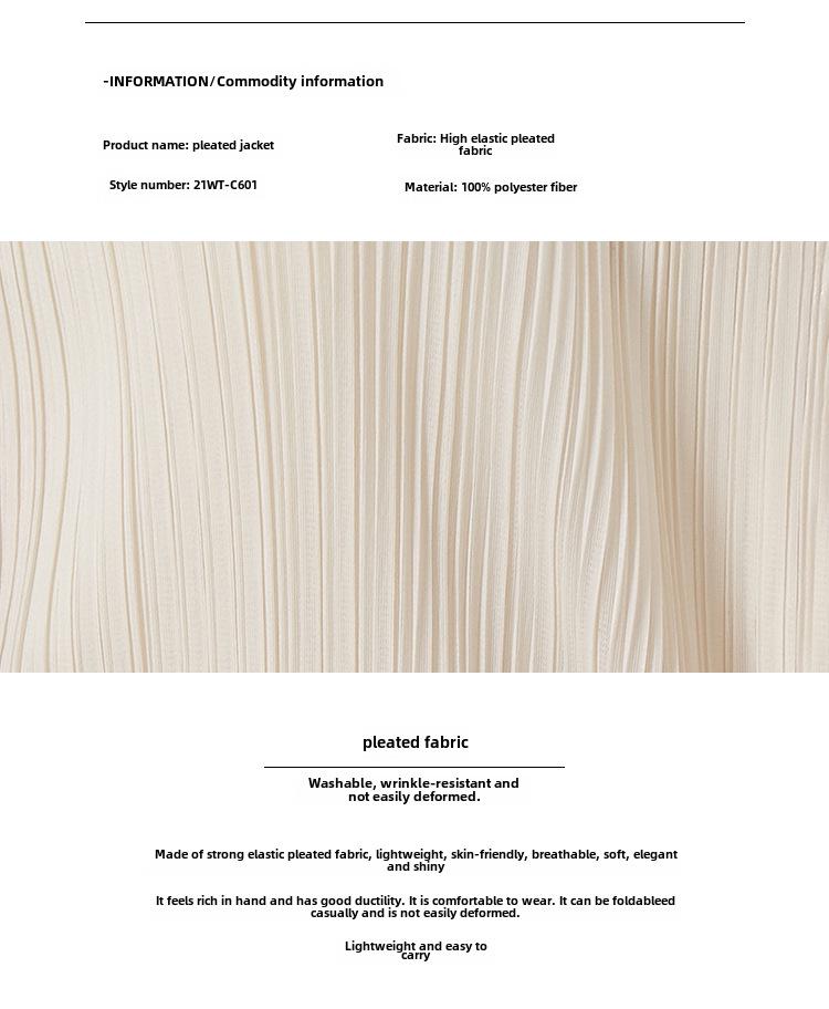 2024 Frühling Damen Midilanger Miyake Zahnstocher Cardigan - Langärmelig, Lässige lockere Passform, Plissierte Oberbekleidung