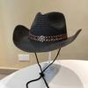 Straw western cowboy hat men's outdoor sunshade sun protection hat retro casual riding jazz hat women