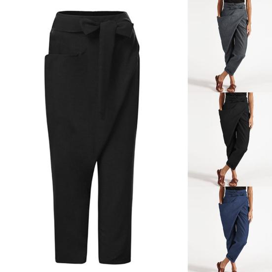 Damenhosen Unregelmäßige Taschen Streetwear Einfarbig Hohe Taille Cropped Hosen für Dates