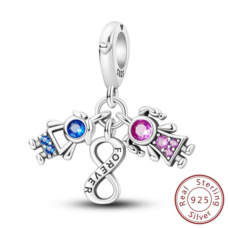 

CodeMonkey 100% 925 Sterling Silver Lovers Zircon Beads for Bracelet & Bangle Jewelry Making Love Forever