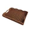 Storage Tray Wicker Basket with Handles Retro Rattan Weave Design