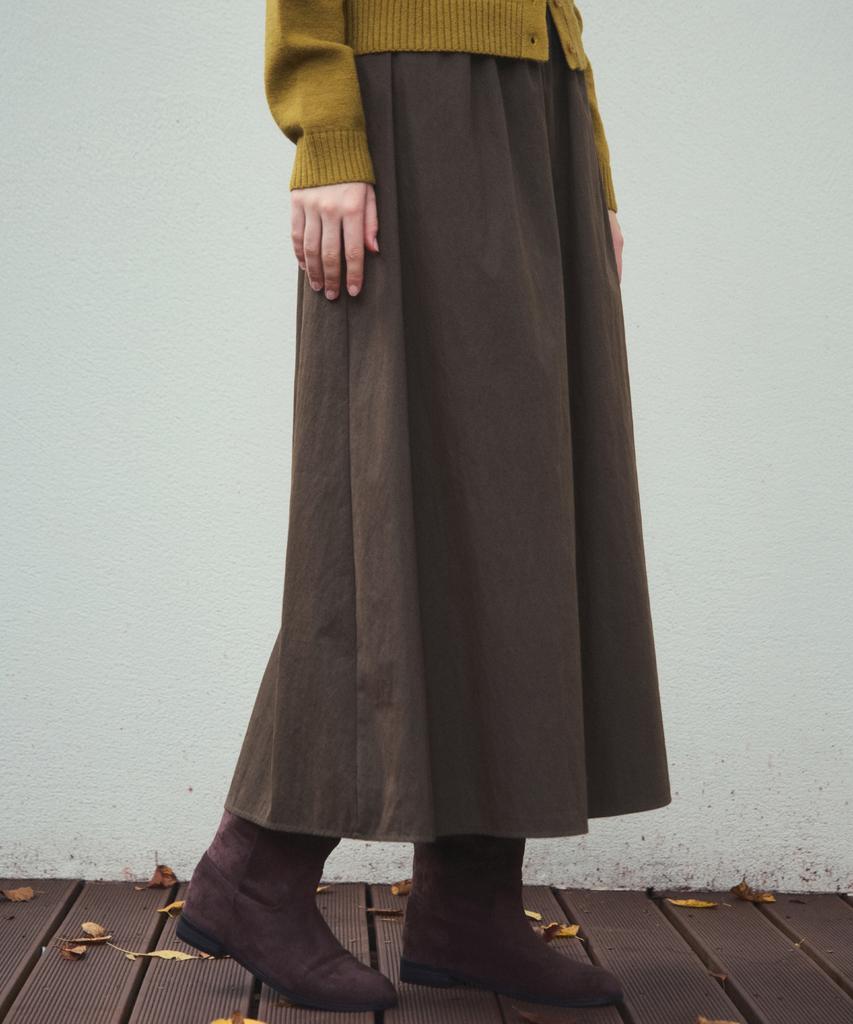 Wednesday Oasis For Woman Slow Flare Long Half-Banding Skirt_Brown(W25-Sk02)