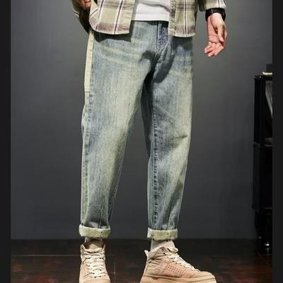 Jeans de Trabajo Japonés de Verano para Hombre - Pierna Recta, Corte Holgado, Tendencia Retro Americana, Perfecto con Botas Martin