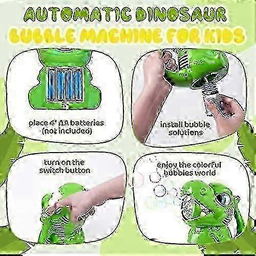 Automatic Bubble Machine, Portable Dinosaur Bubble Blower with Bubble Liquid, 3000+ Bubbles/Min, Perfect for Kids\' Birthday Gift
