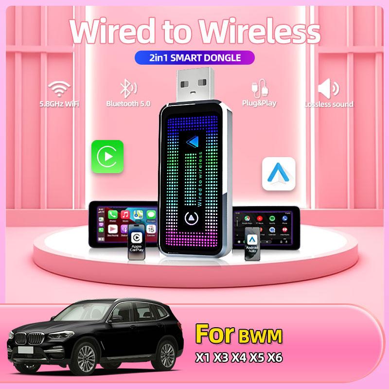 2in1 Wireless CarPlay Android Auto Wireless Smart Dongle Mini Box Plug And Play For BMW X1 X3 X4 X5 X6 car accessory tools