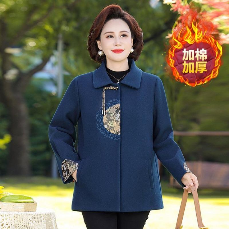 

Осенне-зимняя одежда утолщенная теплая шерстяная куртка женская одежда лацкан топ 5XL [recommended 150-80kg] синий