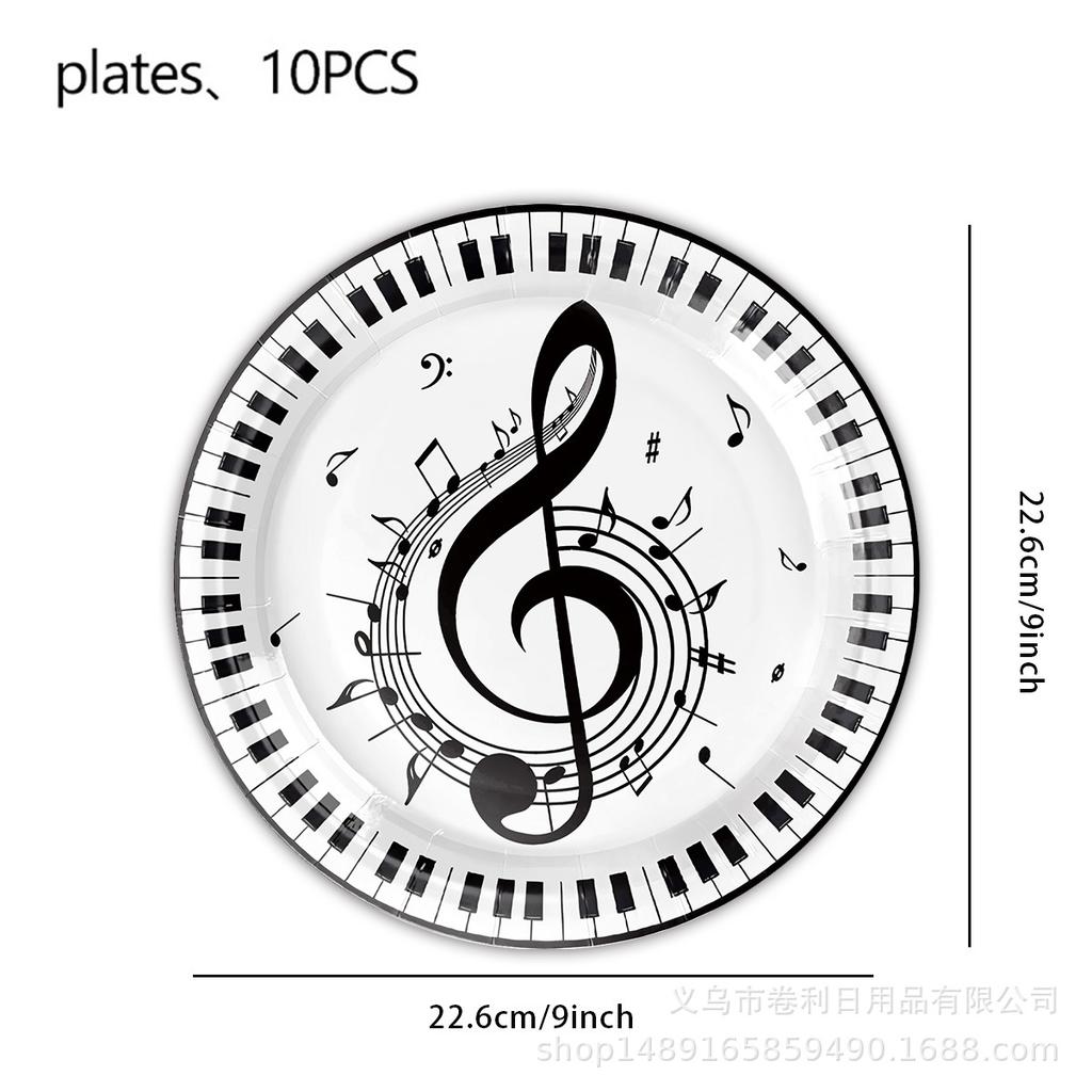 Music Festival Music Note Party Supplies Party Decoration Tableware Disposable Paper Plate Tissue Paper Cup Banner Tablecloth Set