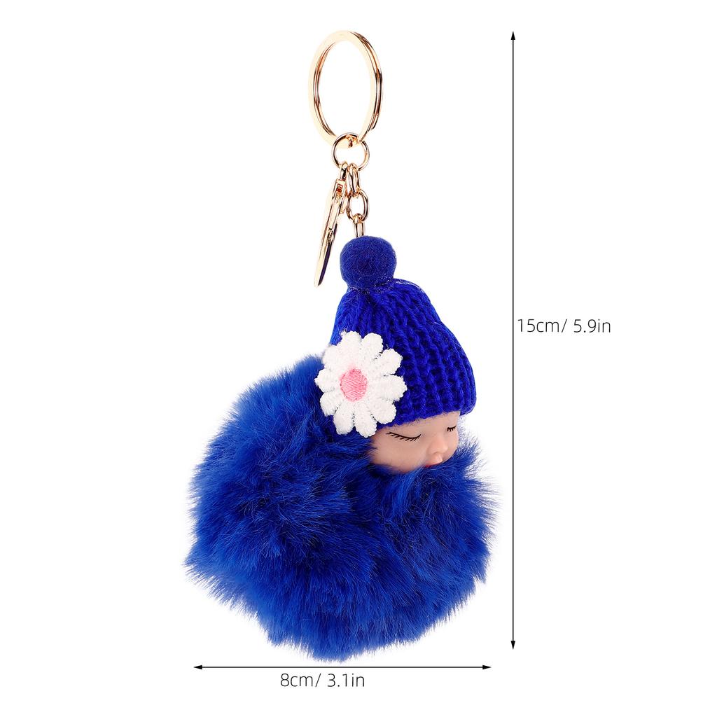 Stuffed Chain Soft Key Ring Ring For Handbag Key Chain Pompom Keychain Car Decor Royal Blue Stuffed Pendant