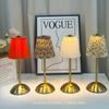 Cordless Cloth Rechargeable Touch Control Luxury Led Table Lamp Shade Fabric for Restaurant Fabric Night Light