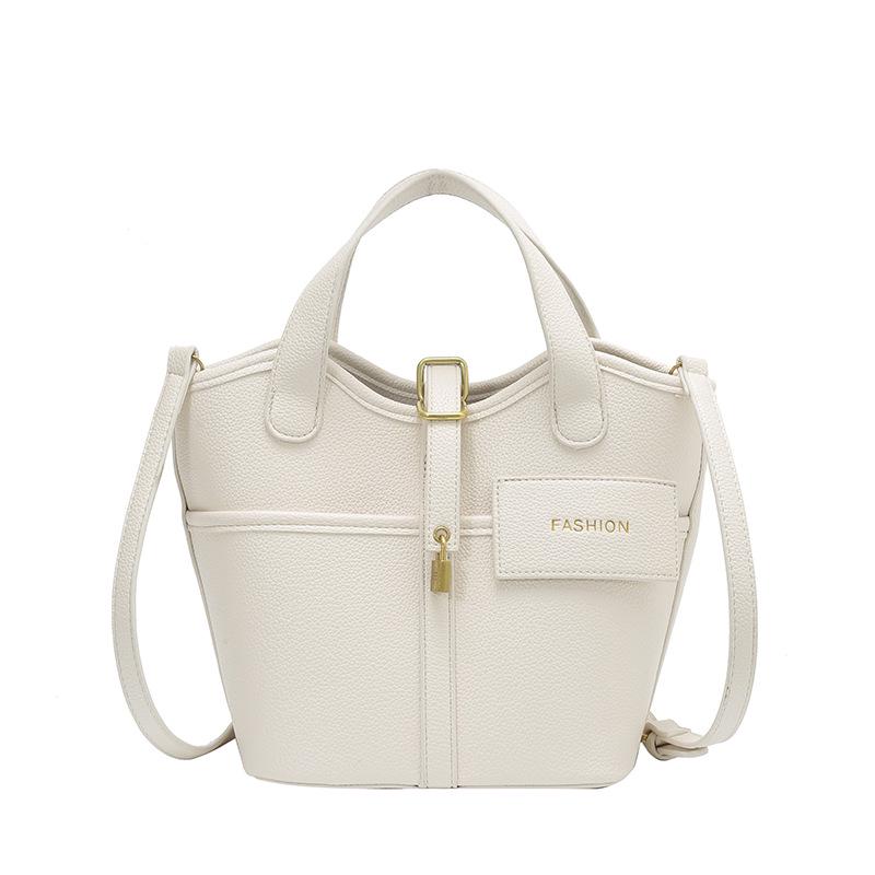 2026 Women's Korean Style Fashion Leather Bucket Bag - Versatile Single Shoulder Crossbody Handbag