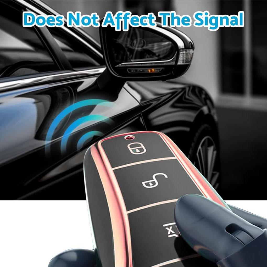 Stylish TPU Car Key Case For Durable Key Protection Flexible Rubber Car Key Case Shells black   buckle rope