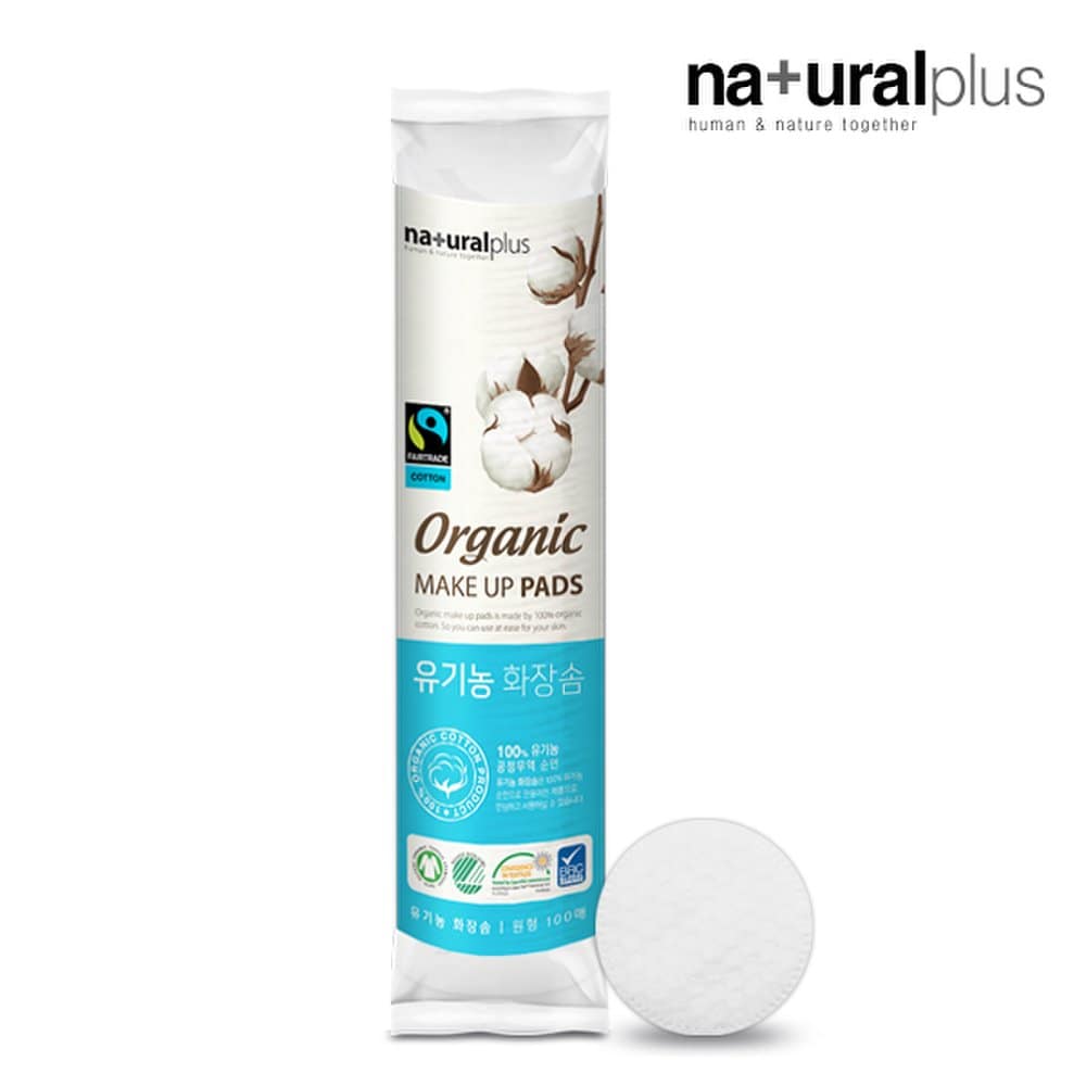 Natural Plus Organic Cotton Pads Round 100 Sheets 3 Pack (2 Sets)