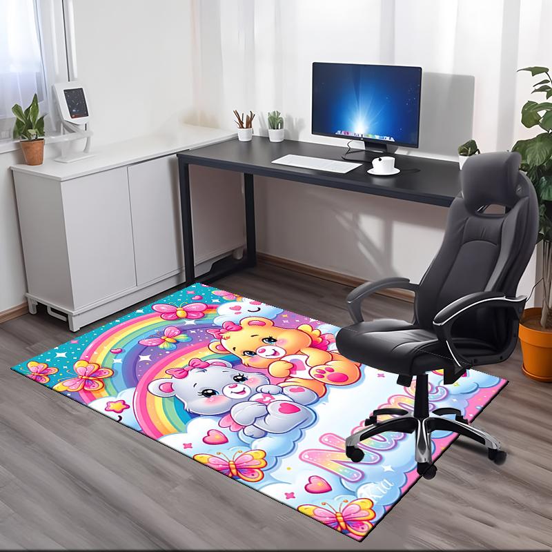 Custom Name Bear Printed Carpet Rug For Office Chair Living Room Bedroom Kitchen Room Decor Gifts