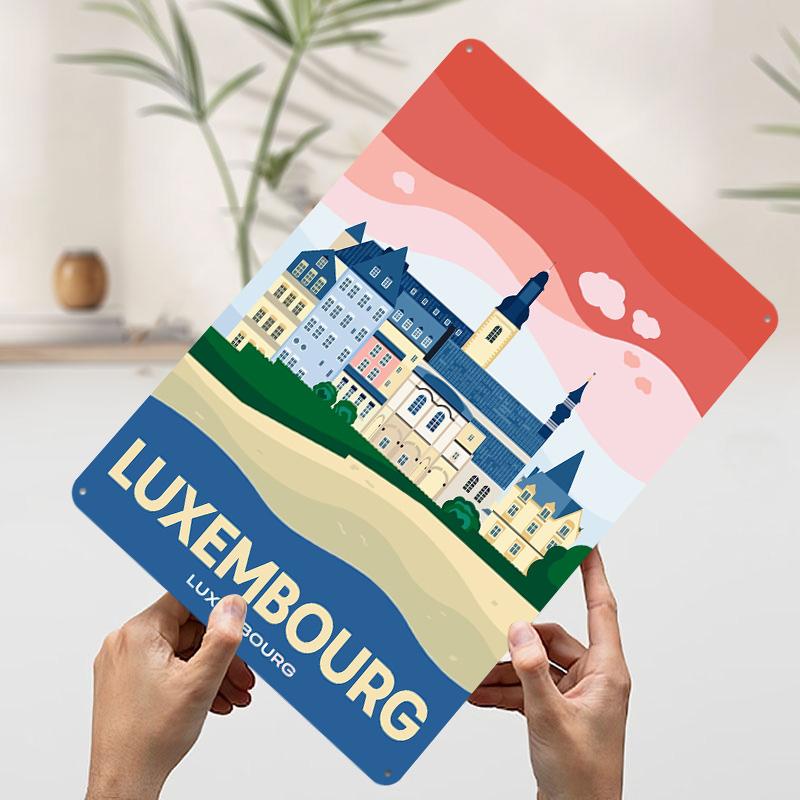 

Luxembourg Cityscape Travel Metal Poster Customized Wall Art Retro Vintage Tinplate Signs for Decoration Living Room Decor Men 7.9x11.8In(20x30cm)