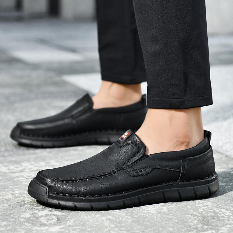 New Handmade Leather Men Shoes Casual Comfortable Men Loafers Slip On Leather Shoes Men Flats Hot Sale Outdoor Walking Shoes