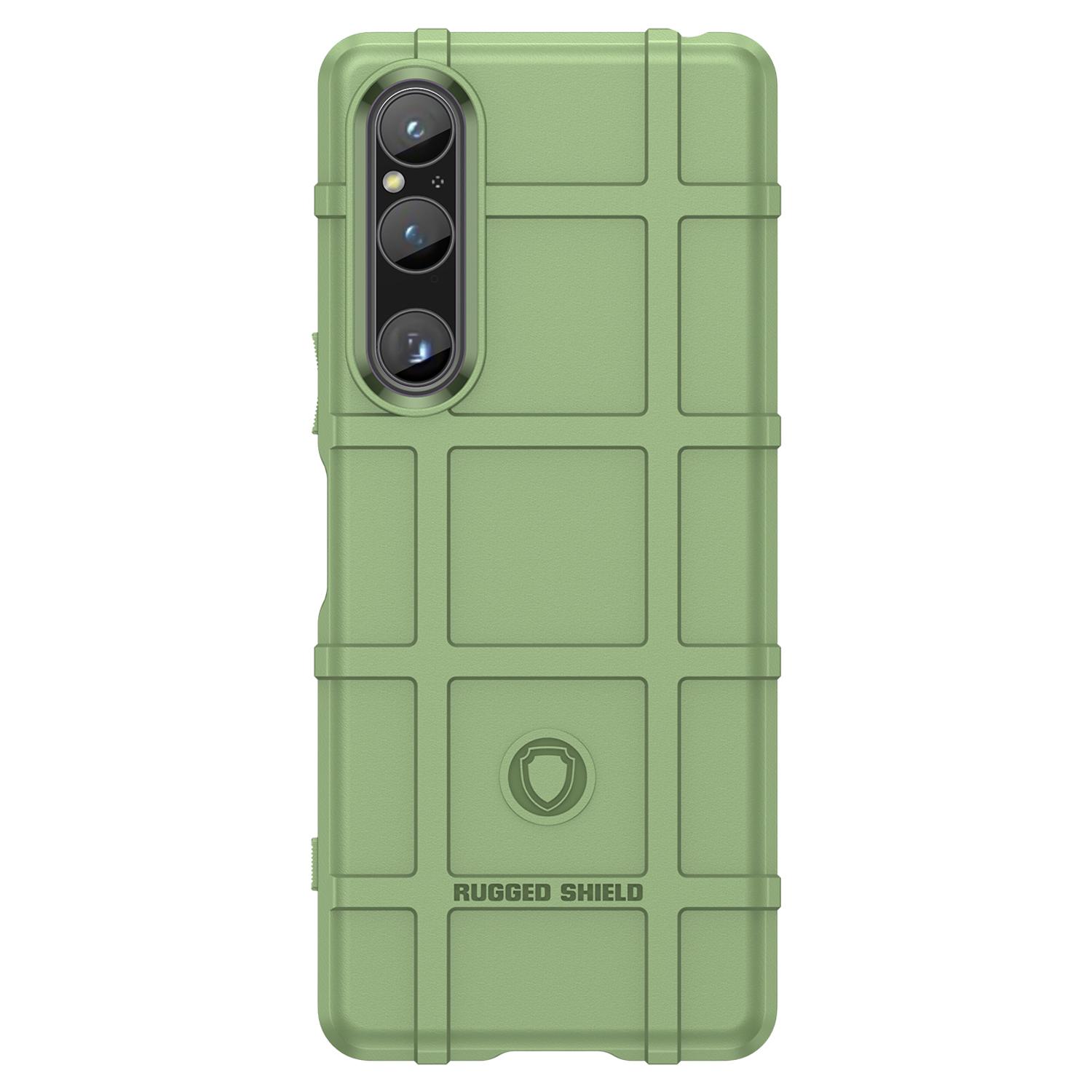 

For Sony Xperia 1 V Soft TPU Phone Case Rugged Square Grid Texture Anti-Slip Cover Blue