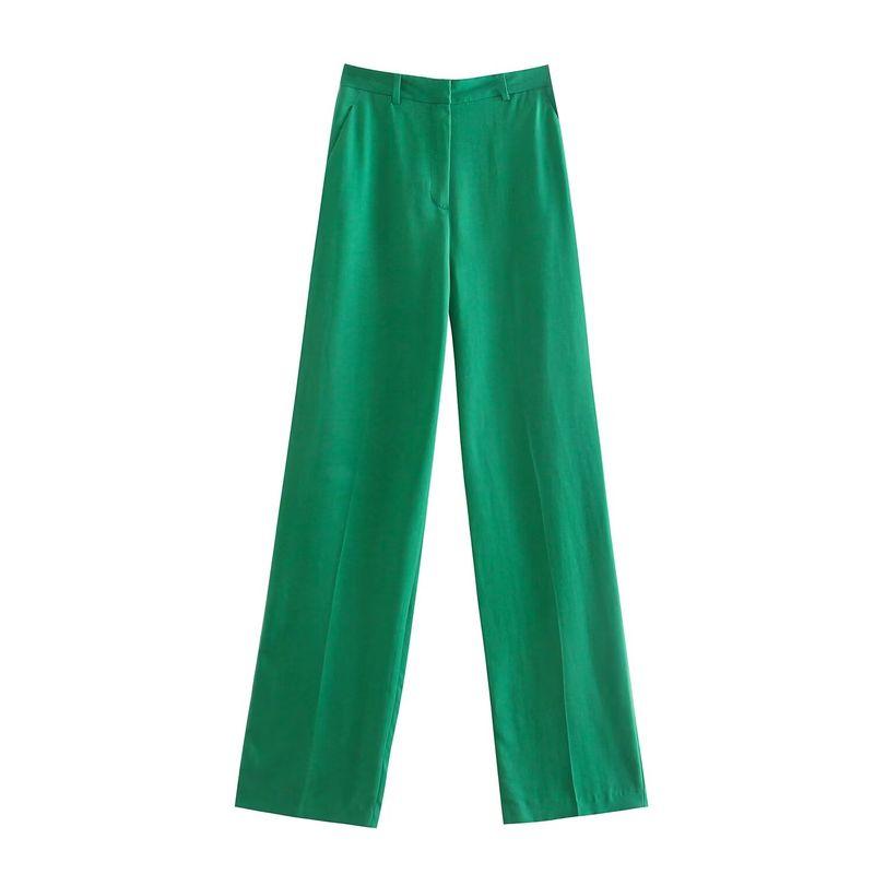 

Kaslead New Arrival Women s Clothing Fashion Style Stylish Simple and Versatile Pure Color Slim-Fit Casual Suit Pants Green L