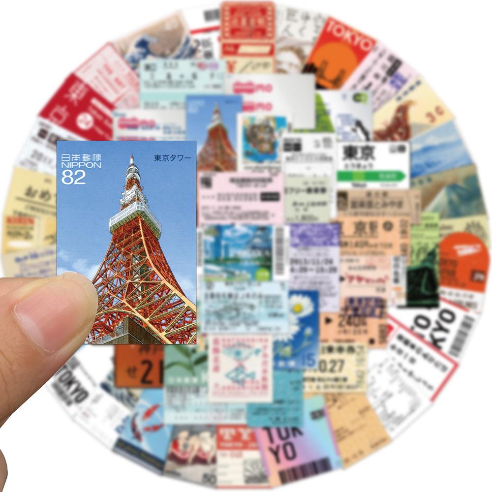 60 Tokyo Travel Stamps Graffiti Stickers Can Be Decorated with Ipad Suitcase Pen Guitar Notebook Waterproof