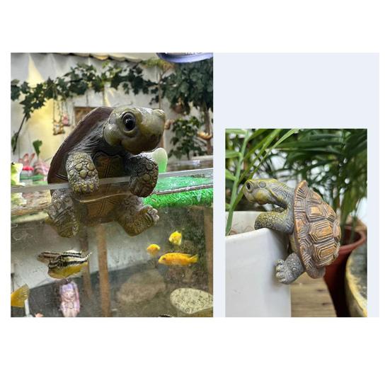 Yousheng Turtle Figurine Flower Pot Vase Hugger Planter Hanging Climbing Tortoise Resin Animal Statue Sculpture Indoor Outdoor Garden Decoration