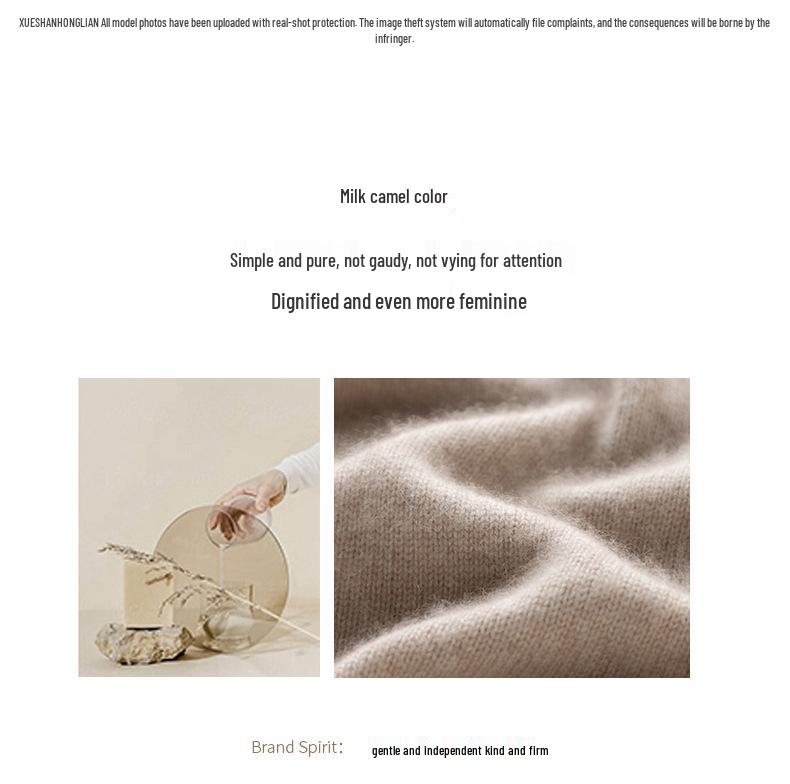 Women's Cashmere Saddle Shoulder Pullover - 2024 Autumn/Winter Thick Knit Half-High Neck Sweater