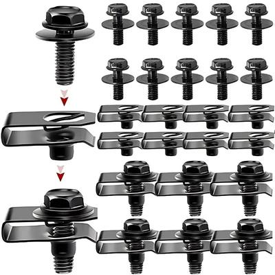 20PCS Car Body Bolts & U-nut Clips M6 Screws For Engine Cover Undertray Splash Shield Guard Bumper