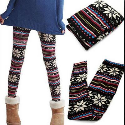 Leggings Cerf Flocon de Neige Printemps et Automne Pantalon Motif Flocon de Neige