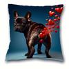 Double Sided Soft Comfortable French Bulldog Heart Print Throw Pillow Cover for Living Room Home Animal Decor