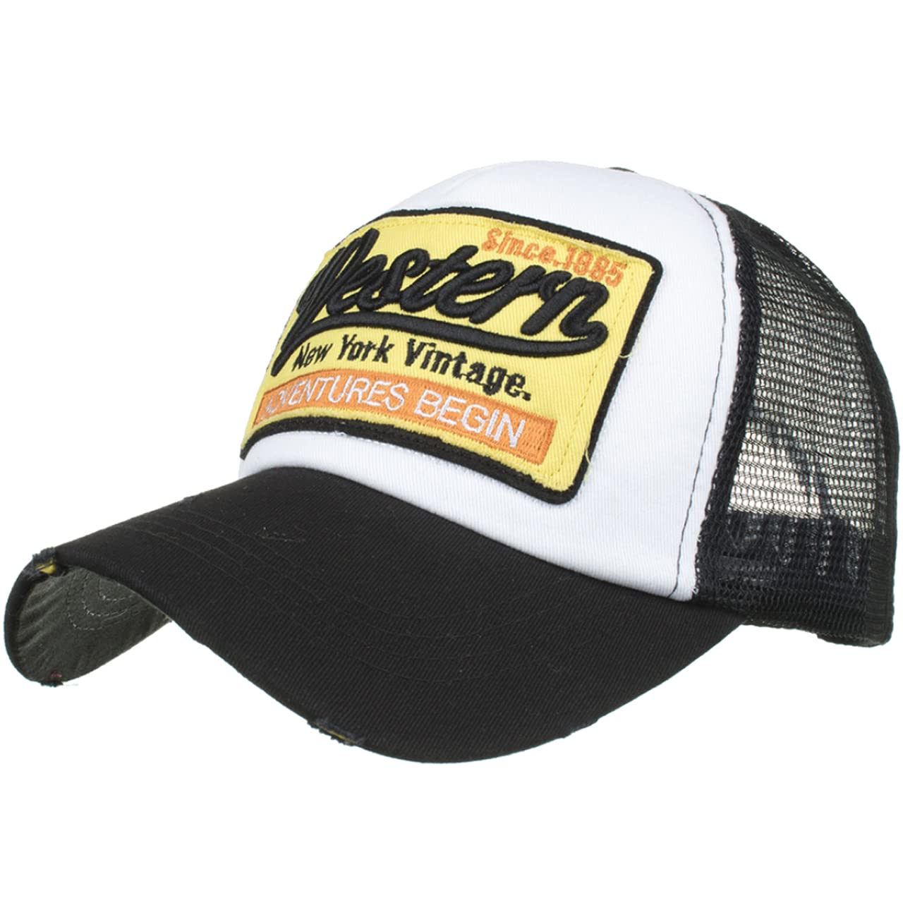 

Mesh English CA663 [White Fang] Cap, Distressed, Letters, Hat, Running, Outdoor, Women, Men, (Black) чёрный