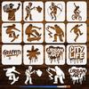 PET Hollow Out Drawing Painting Stencils for DIY Scrapbook Photo Album Human 150x150mm 12pcs/set