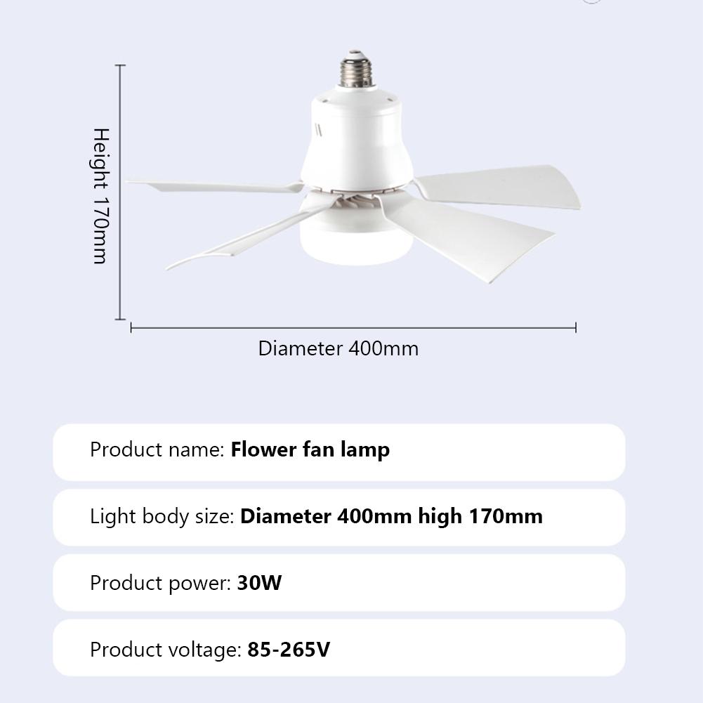 Ceiling Fan With LED Lights, Socket Fan Light Original With Intelligent Remote Control, Replacement For Lightbulb,1000 Lumens /5000 Kelvins Fan